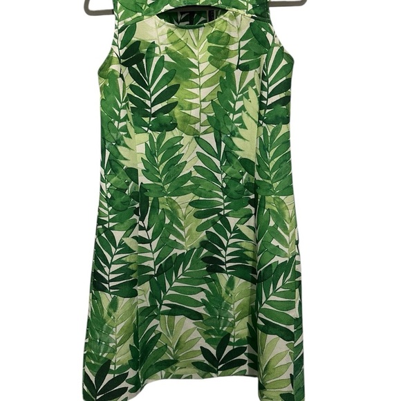 Julian Taylor New York Green Leaf Print Sleeveless Dress Size 6 - Picture 5 of 12